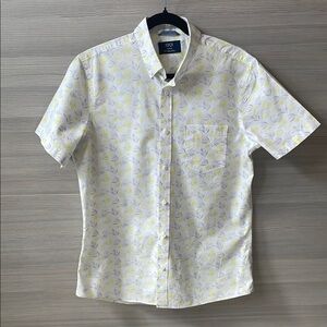 1901 Men’s Muted Lemon Design Button Down Shirt - Medium/Trim Fit